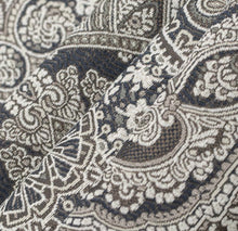 Load image into Gallery viewer, Spanish Made Black Grey White Damask Brocade Upholstery Drapery Fabric CF