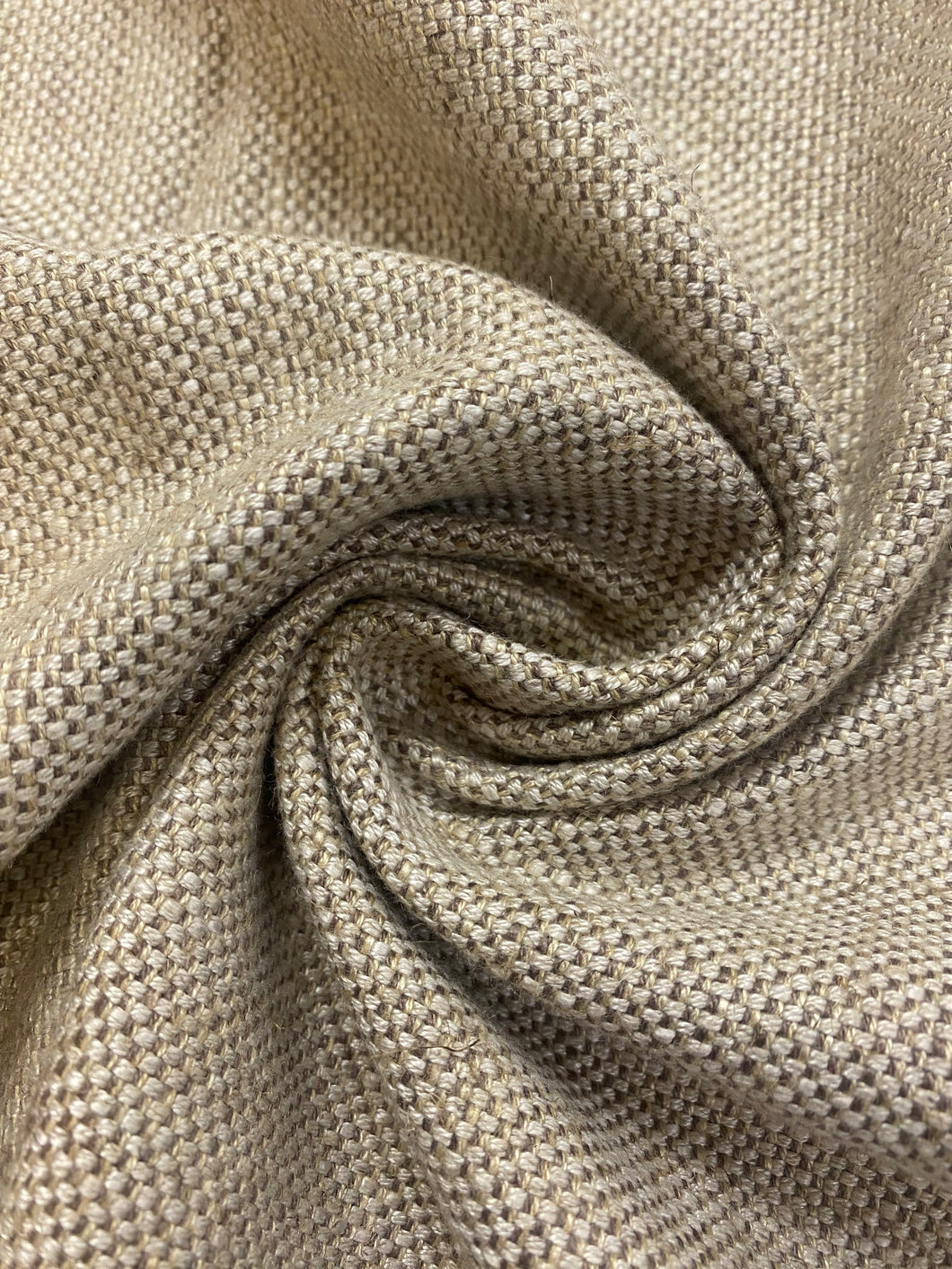 Designer Linen Tweed MCM Mid Century Modern Brown Cream Upholstery Drapery Fabric WHS 4449