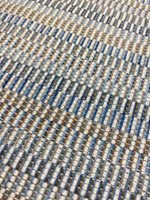 Load image into Gallery viewer, 1.25 Yard Kravet Crypton 34694-521 Mustard Cream Navy Blue Brown Geometric Water &amp; Stain Resistant Upholstery Fabric WHS 4339