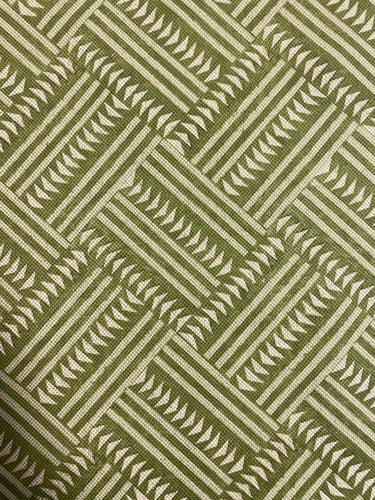 Lewis & Wood Chekerbox Cactus Green Geometric Cotton Linen Upholstery Drapery Fabric WHS 4354