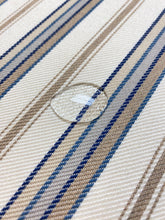 Load image into Gallery viewer, Designer Indoor Outdoor Cream Taupe Blue Nautical Stripe Upholstery Fabric WHS 4336