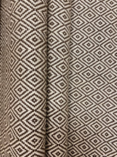 Load image into Gallery viewer, 1.5 Yard Designer Heavy Duty Linen Flax Cream Brown Diamond Water &amp; Satin Resistant Upholstery Fabric WHS 4541