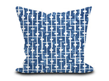 Load image into Gallery viewer, Custom Pillow Cover in Thibaut Abstract Haven in Navy Blue - One Side