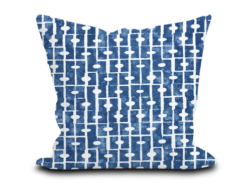 Custom Pillow Cover in Thibaut Abstract Haven in Navy Blue - One Side