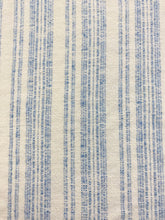 Load image into Gallery viewer, Designer Woven French Blue Cream Stripe MCM Mid Century Modern Water &amp; Stain Resistant Upholstery Fabric STA 4404
