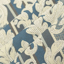 Load image into Gallery viewer, Spanish Made French Navy Blue Grey Damask Stripe Upholstery Drapery Fabric CF