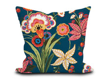 Load image into Gallery viewer, Custom Pillow Cover in Floral Thibaut Pasadena in Navy Blue - One Side