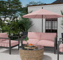 Load image into Gallery viewer, Heavy Duty Outdoor Solution Dyed Acrylic Red Cream Stripe Upholstery Drapery Fabric CF