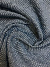 Load image into Gallery viewer, Designer Water &amp; Stain Resistant Navy Blue Chevron Herringbone Chenille Upholstery Fabric WHS 4288