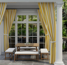 Load image into Gallery viewer, Heavy Duty Outdoor Solution Dyed Acrylic Light Yellow Cream Stripe Upholstery Drapery Fabric CF