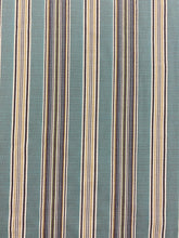 Load image into Gallery viewer, 1.5 Yard Designer Water &amp; Stain Resistant Outdoor Green Seafoam Aqua Yellow Cream Stripe Upholstery Fabric WHS 4548