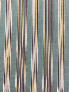 1.5 Yard Designer Water & Stain Resistant Outdoor Green Seafoam Aqua Yellow Cream Stripe Upholstery Fabric WHS 4548