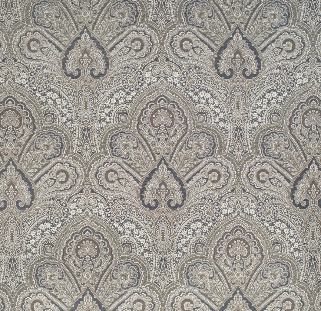 Spanish Made Black Grey White Damask Brocade Upholstery Drapery Fabric CF