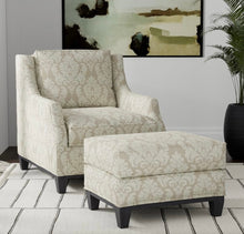 Load image into Gallery viewer, Spanish Made Damask Brocade Taupe Beige White Upholstery Drapery Fabric CF