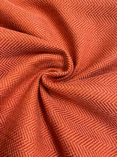 Load image into Gallery viewer, Designer Water &amp; Stain Resistant Red Coral Herringbone MCM Mid Century Modern Chevron Upholstery Fabric WHS 4270