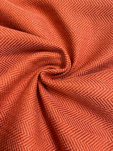 Designer Water & Stain Resistant Red Coral Herringbone MCM Mid Century Modern Chevron Upholstery Fabric WHS 4270