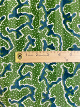 Load image into Gallery viewer, 1.5 Yard Schumacher Corail Indoor Outdoor Emerald Green Teal Cream Abstract Cut Velvet Upholstery Fabric STA 4408