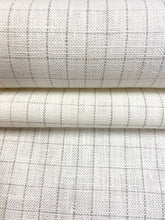 Load image into Gallery viewer, Designer Belgian Linen Taupe Cream Check Upholstery Drapery Fabric WHS 4410