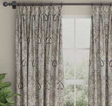 Load image into Gallery viewer, Spanish Made Black Grey White Damask Brocade Upholstery Drapery Fabric CF