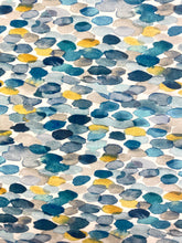 Load image into Gallery viewer, 1.8 Yard of Romo Orrin Kingfisher Teal Yellow Mustard Blue Grey Abstract Velvet Upholstery Drapery Fabric STA 4332