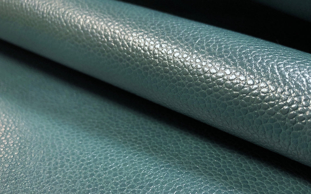 Designer Teal Blue Textured Vegan Faux Leather MCM Mid Century Modern Vinyl Upholstery Fabric