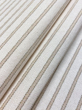 Load image into Gallery viewer, Designer Cream Beige Nautical Stripe Water &amp; Stain Resistant Upholstery Fabric WHS 4398