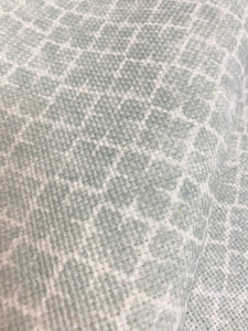 1.25 Yard Designer Cream Seafoam Green Geometric Cotton Linen Upholstery Fabric WHS 4376