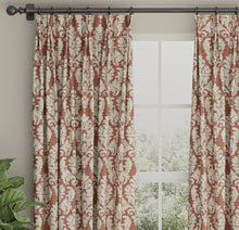 Load image into Gallery viewer, Spanish Made Rust Red Beige Grey Brocade Damask Upholstery Drapery Fabric CF