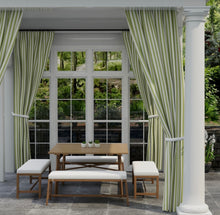 Load image into Gallery viewer, Heavy Duty Outdoor Solution Dyed Acrylic Lime Green Cream Stripe Upholstery Drapery Fabric CF