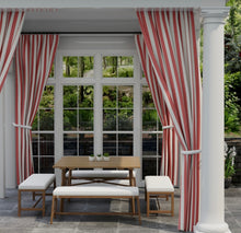 Load image into Gallery viewer, Heavy Duty Outdoor Solution Dyed Acrylic Red Cream Stripe Upholstery Drapery Fabric CF