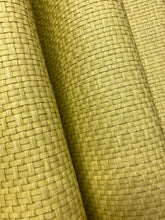 Load image into Gallery viewer, Designer Genuine Straw Basketweave Indoor Outdoor Chartreuse Yellow Upholstery Fabric WHS 4305