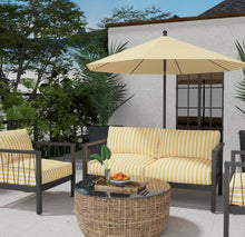 Load image into Gallery viewer, Heavy Duty Outdoor Solution Dyed Acrylic Light Yellow Cream Stripe Upholstery Drapery Fabric CF