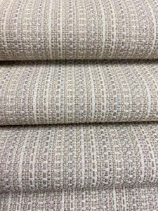 Designer Beige Taupe Woven Stripe Indoor Outdoor Water & Stain Resistant Upholstery Fabric STA 4352