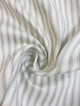 Load image into Gallery viewer, 63&quot; Wide Designer Grey Pinstripe Belgian Linen Drapery Fabric WHS 4547