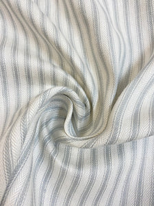 63" Wide Designer Grey Pinstripe Belgian Linen Drapery Fabric WHS 4547