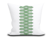 Load image into Gallery viewer, Custom Pillow Cover in Thibaut Nola Stripe Embroidery Aqua - One Side