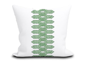 Custom Pillow Cover in Thibaut Nola Stripe Embroidery Aqua - One Side