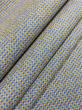 Load image into Gallery viewer, Designer Navy Blue Aqua Yellow Geometric MCM Mid Century Modern Water &amp; Stain Resistant Upholstery Fabric WHS 4274