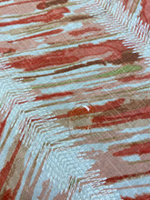 Load image into Gallery viewer, 1.25 Yd Stout Fabric Linger 1 Sunset Orange Beige Green Cream Embroidered Herringbone Drapery Fabric WHS 4287