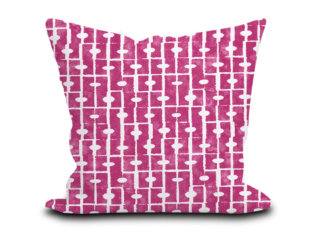 Custom Pillow Cover in Thibaut Abstract Haven in Pink - Both Sides