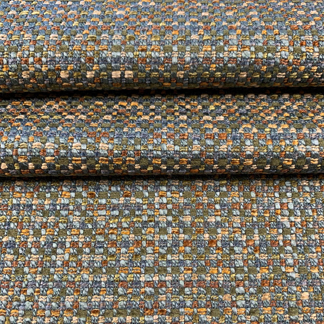 Olive Green Plain Solid Tweed Textures Upholstery Fabric by The Yard