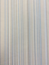 Load image into Gallery viewer, Designer Beige Blue White Charcoal Stripe Upholstery Drapery Fabric WHS 4353