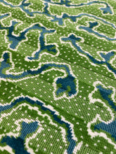 Load image into Gallery viewer, 1.5 Yard Schumacher Corail Indoor Outdoor Emerald Green Teal Cream Abstract Cut Velvet Upholstery Fabric STA 4408