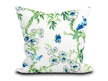 Load image into Gallery viewer, Custom Pillow Cover in Botanical Floral Thibaut Yukio in Blue and Green - One Side