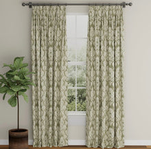 Load image into Gallery viewer, Spanish Made Damask Stripe Sage Green Upholstery Drapery Fabric CF