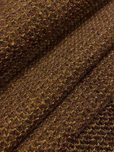 1.3 Yard Designer Chenille Brown Chartreuse Yellow MCM Mid Century Modern Upholstery Fabric WHS 4404