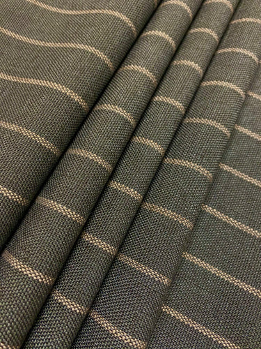 Designer Indoor Outdoor Charcoal Grey Stripe Nautical Upholstery Fabric WHS 4390