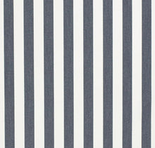 Load image into Gallery viewer, Heavy Duty Outdoor Solution Dyed Acrylic Navy Denim Blue Cream Stripe Upholstery Drapery Fabric CF