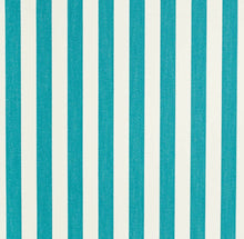 Load image into Gallery viewer, Heavy Duty Outdoor Solution Dyed Acrylic Turquoise Blue Cream Stripe Upholstery Drapery Fabric CF