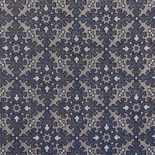 Navy Blue Aqua White Woven Ethnic Southwestern Kilim Upholstery Fabric MGF